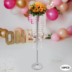 10pcs Crystal Flower Stands 75cm Flower Holder Wedding Table Decor Silver