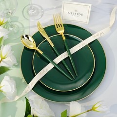 3PCS Plastic Dinnerware Set – Plastic Plates for Guests – 100 & 50 Green