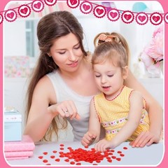 240 Pcs Gems, Valentines Day Decoration Acrylic Crystals 3D Shaped Red Heart