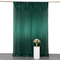 10×10 ft HUNTER GREEN Double Drape Satin CURTAIN Photography Backdrop Panel