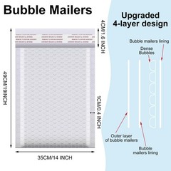 Henoyso 30 Pcs Extra Large Bubble Mailers 14 x 19 Inches Resealable Padded En…