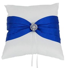 7.8″ Satin Artificial Diamond Decoration Wedding Ring Bearer Pillow () Blue