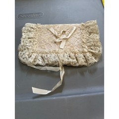 Vintage Bridal Wedding Set Ring Bearer Pillow Lace Book Cover and Garter Cream