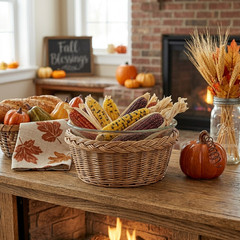 Vintage Indian Corn Thanksgiving Autumn Fall Decor 5″ Faux Maize Lot of 9