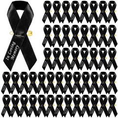 Ysleen 50 Pcs Memorial Day Black Funeral Ribbons Background and White