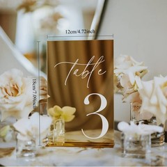 Gold Acrylic Wedding Table Numbers 1-25 with Stand Modern Decor Set Gold