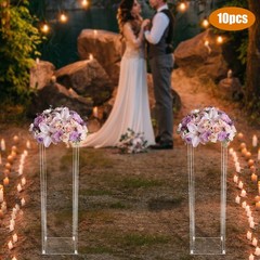 10PCS Clear Acrylic Flower Stand, Acrylic Flower Stand for Wedding Centerpieces