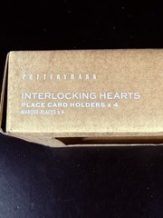 Pottery Barn Interlocking Hearts Place Card Holders Set/4 Black NEW in Box