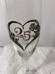 2 Vintage Rawcliffe Toasting Flute Glasses Pewter 25 Year Anniversary