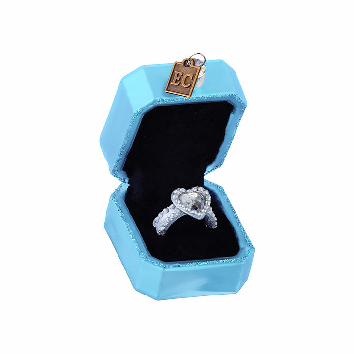Marry Me Heart shaped ring in Box Glass Ornaments 6 Bridal Shower Wedding gift