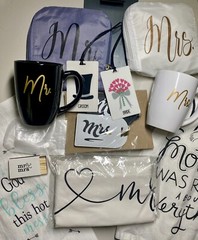 Bride And Groom Mr And Mrs. Wedding Gift Set Lot – Includes 11 Items