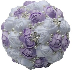 S_SSOY Wedding Bouquet Bride Bridal Brooch Bouquets Bridesmaid Purple+white