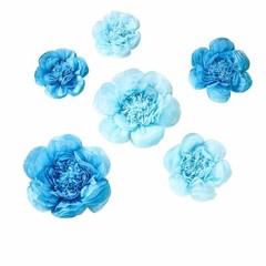 24 pack 7″ 9″ 11″ Periwinkle and Turquoise Tissue Paper Peony Flowers Backdrop
