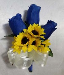 Royal Blue Rose Cala Lily Sunflower Bridal Wedding Bouquet Accessories