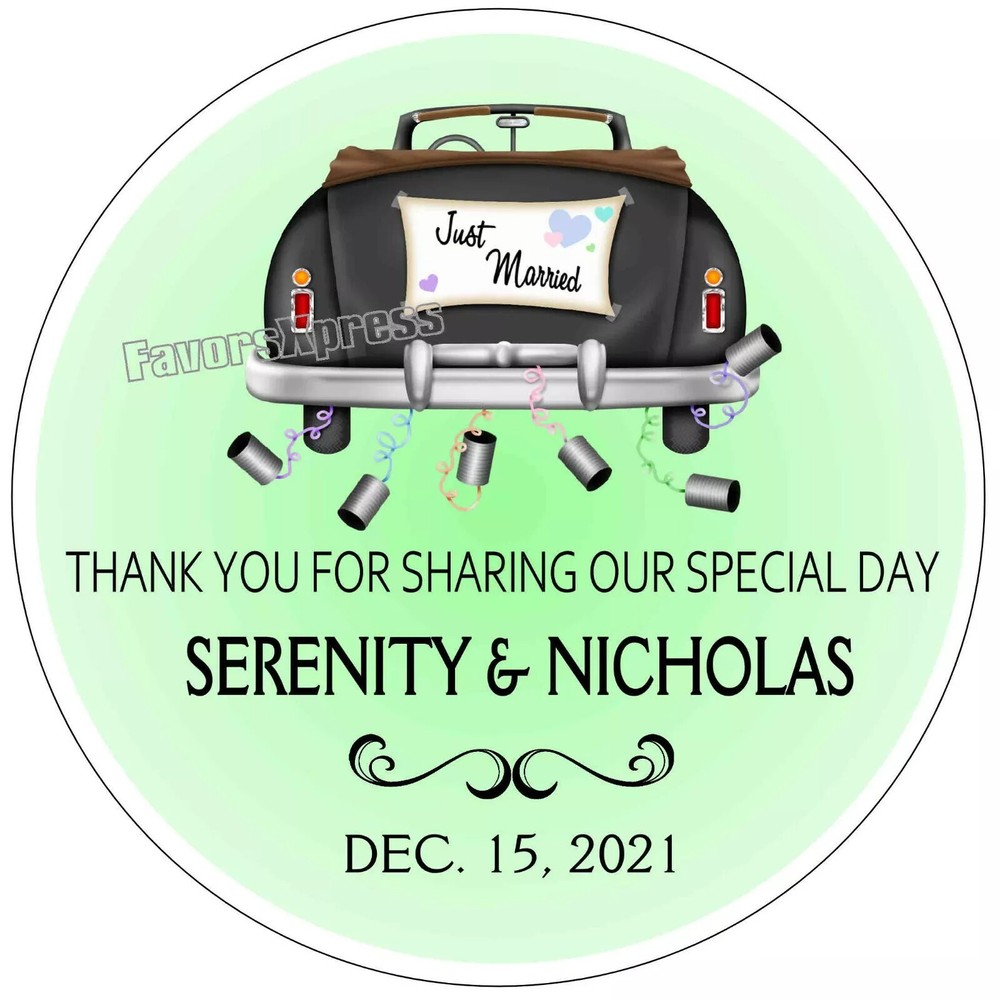 MINT GREEN WEDDING FAVOR STICKERS THANK YOU LABELS BRIDAL JUST MARRIED