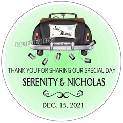 MINT GREEN WEDDING FAVOR STICKERS THANK YOU LABELS BRIDAL JUST MARRIED