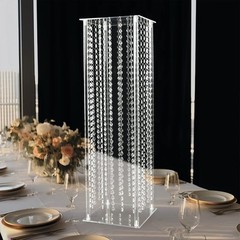32″ CLEAR Acrylic Centerpiece STAND Hanging Crystal Beads Party Home Decorations