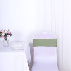 10 Eucalyptus Green Spandex CHAIR SASHES with Silver Round Buckles Wedding