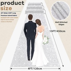 Aisle Runner 4ft X 15ft White Velvet for Wedding Ceremony – Elegant Walkway