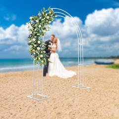 Elegant 8.53ft White Metal Wedding Arch with Sturdy Base for Events