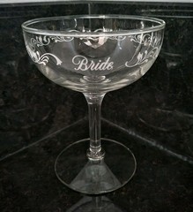 Vintage Bride Groom Wedding Toasting Champagne Wine Glasses