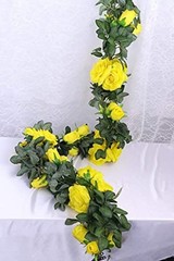 13 FT Artificial Rose Vine Flowers Fake Rose Garland Flower Silk Hanging Yellow
