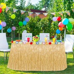Luau Party Decorations, Natural Hawaiian Grass Table 1 Pack, Gold