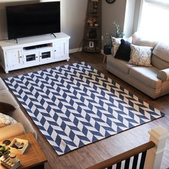 Geometric Affinity Indoor Area Rug – Steel Blue – 8 ft x 10 ft by Sunnydaze