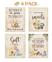 4PCS Winnie Table Sign Centerpieces A Little Yummy for 8 x 10 inches, Beige