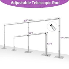 10×20 Pipe and Drape Stand Kit, Heavy Duty Backdrop Stand 10ftx20ft Silver