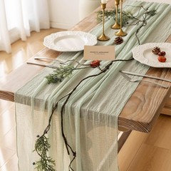 Sage Green Table Runner Cheesecloth 120 Inch 10 Ft Rustic Boho Cheese Cloth