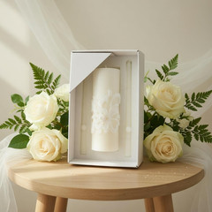 Hosley 11.5-Inch Wedding Unity Candle Set – Cream Pillar & 2 Taper Candles for C