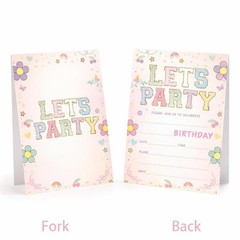 Let’s Party! Birthday Invitations – Cute Flower – 20Pcs Double-Sided Fill- In…
