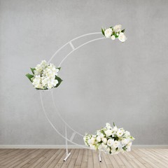 7ft White Metal Crescent Moon Wedding Arch Stand Curved Flower Balloon Frame