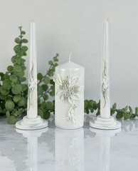 Unity Candle Set – Wedding Ceremony & Reception – 6” Pillar & Two 10” Taper C…