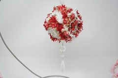 Crystal Rhinestone Pomander Kissing Ball Christmas Ornament Red White Decoration