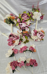 Sunset Wedding Bouquet – 11 Pc Wedding Bouquet Set, Ivory, Pink, Orange, Purple