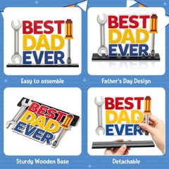 Father’s Day Wooden Centerpiece Decoration – 3Pcs Best Dad Ever Table Decor Too