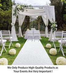 Shiny White Sequin Runner – 4ft x 20ft Wedding Aisle Decor for Indoor/Outdoor