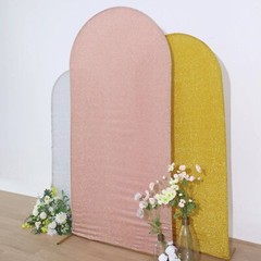 7 ft Fitted Metallic Spandex Round Top Wedding Arch Backdrop STAND COVER Party