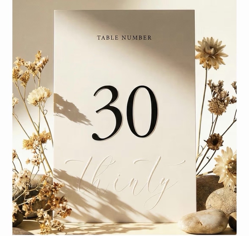 Table Numbers 1-30 – Double Sided Wedding Table Numbers with Head Table Card
