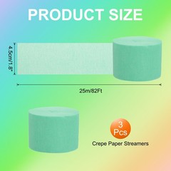 3Roll 1.8″x82FT Crepe Paper Streamers Decorations Mint Green