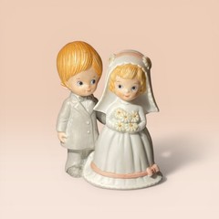 Vtg. 80s Bride and Groom The Christopher Collection Wedding Cake Topper Classic