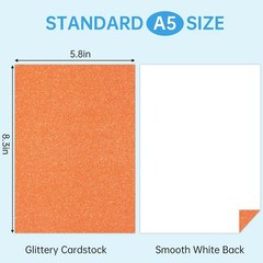 50 Sheets in 25 Colors Glitter Cardstock, Standard A5-Size Glossy Cardstock, …
