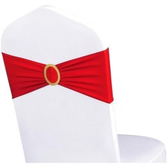 Red Spandex Chair Sashes with Gold Buckles (Pack of 50)