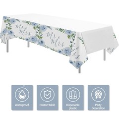 Srua Don Dusty Ble Mr and Mrs Bridal Shower Decorations 55 x 86 inches, Blue