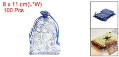 100Pcs Organza Bags 3.1×4.3 Inch Candy Bags Mesh Bag Jewelry Bag Blue-Silver