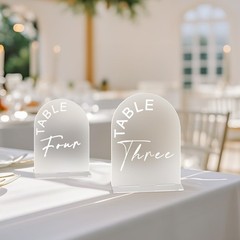 5×7 Inch Frosted Arch Wedding Table Numbers 1-15 with Stands Acrylic Arch Sign w