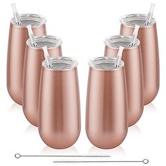 Pack Insulated Champagne Tumblers, Stemless Oz Wine Flutes, 6 #Rose Gold
