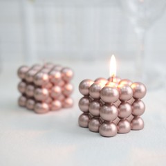 2 ROSE GOLD Bubble Cube Unscented Paraffin Wax CANDLES Wedding Centerpieces